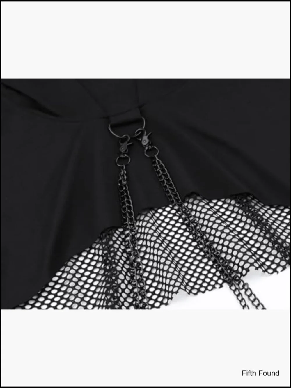 Fishnet Cropped Hoodie with Chain Long Sleeve Mesh Top Festival Rave Outfits - Picture 7 of 7